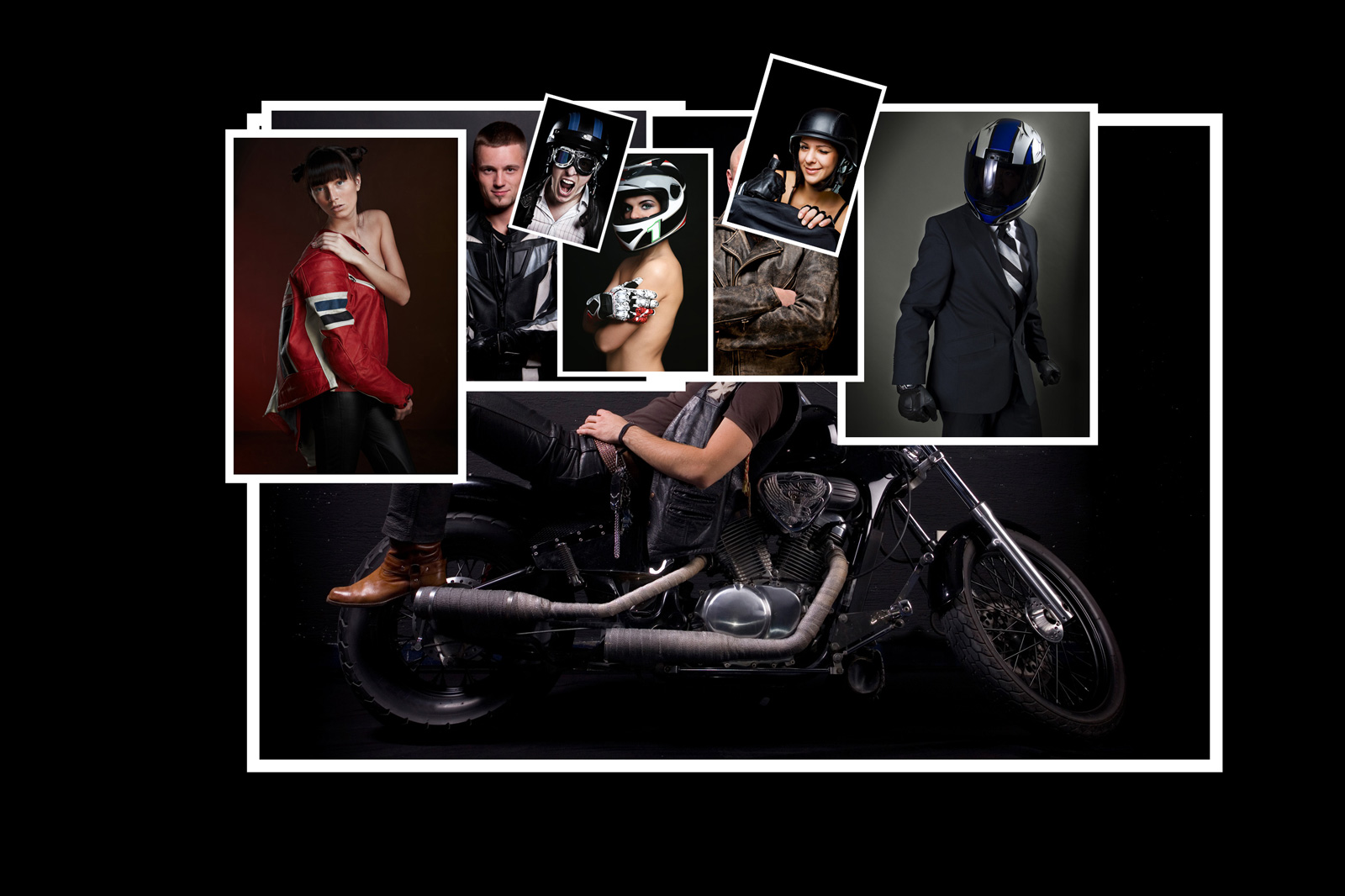 Image manipulation - bikers campaign 1 collated photos
